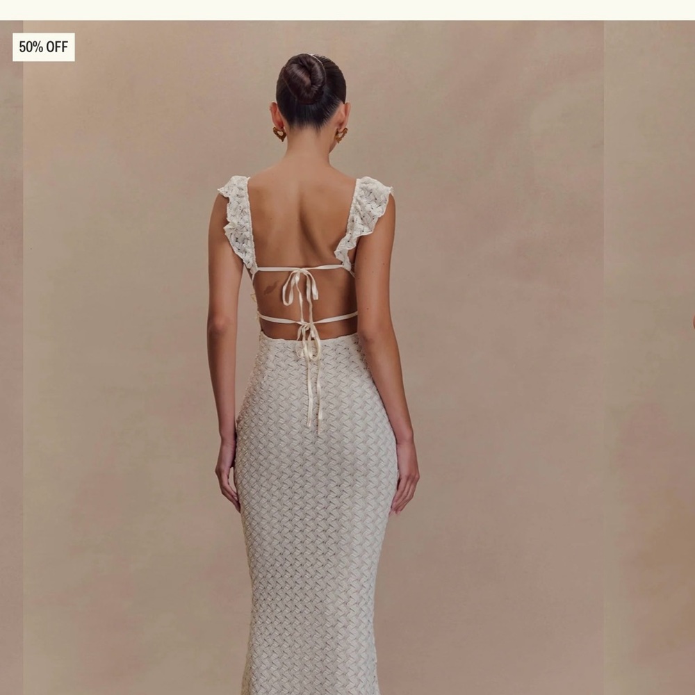 Meshki Cream Backless Lace Dress - Picture 2 of 5